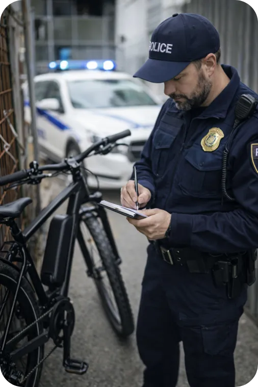Agent prenant note d’un vélo volé